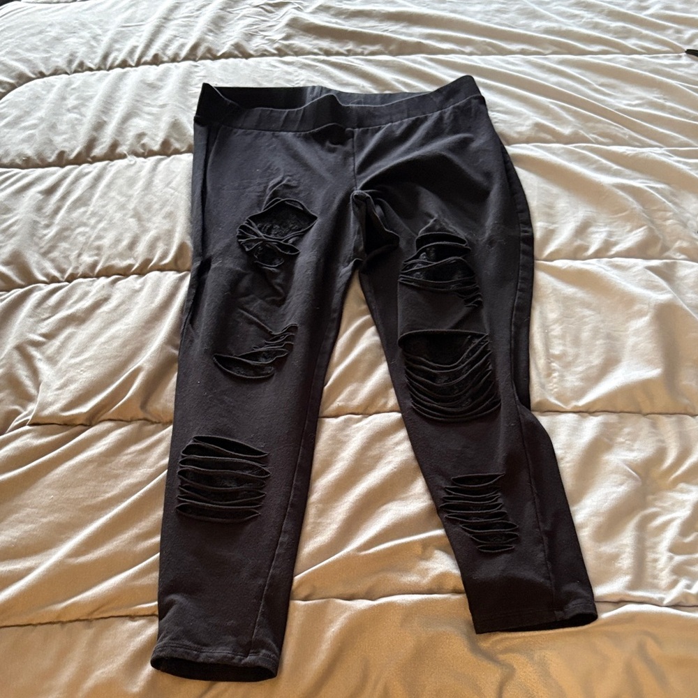 Torrid Black Distressed Lace Jeggings